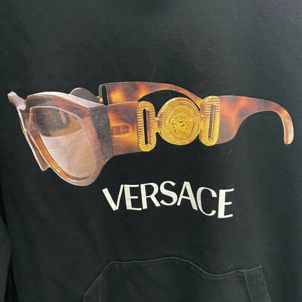 Versace Black Sunglass Graphic Hoodie Sweatshirt - Picture 3 of 5